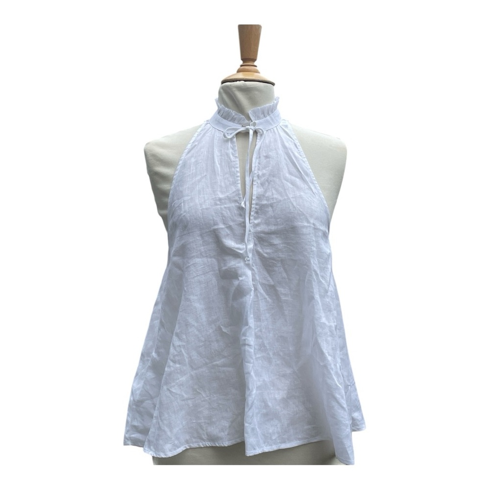 Pilcro Anthropologie White Linen Halter Blouse Size M